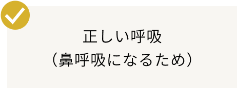 正しい呼吸（鼻呼吸になるため）